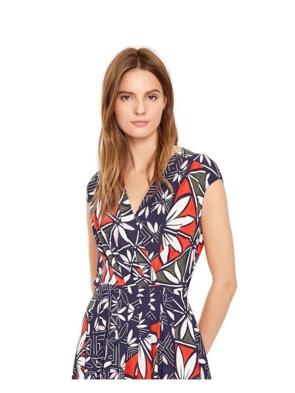 Tory Burch Navy Acoma Pottery silk wrap dress size 6